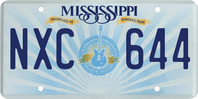 MS license plate NXC644