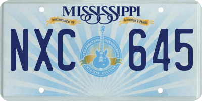 MS license plate NXC645