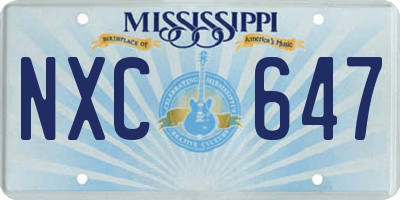 MS license plate NXC647