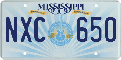 MS license plate NXC650