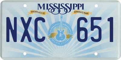 MS license plate NXC651