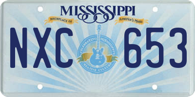 MS license plate NXC653