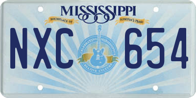 MS license plate NXC654