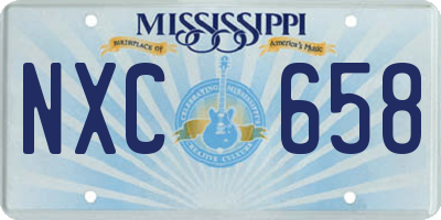 MS license plate NXC658