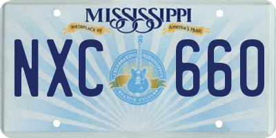 MS license plate NXC660