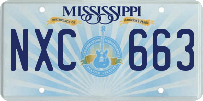 MS license plate NXC663