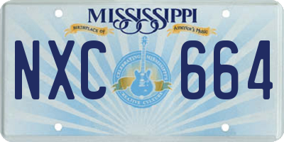 MS license plate NXC664