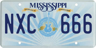 MS license plate NXC666