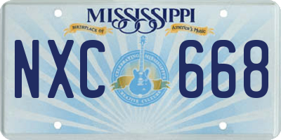 MS license plate NXC668