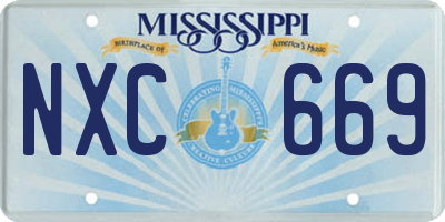 MS license plate NXC669