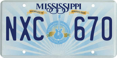 MS license plate NXC670