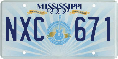 MS license plate NXC671