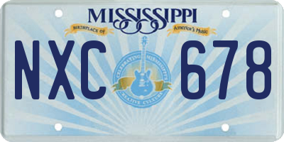 MS license plate NXC678