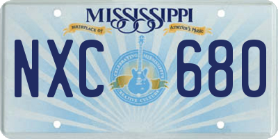 MS license plate NXC680