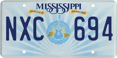 MS license plate NXC694
