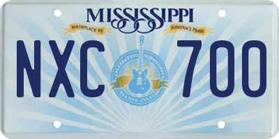 MS license plate NXC700