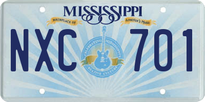 MS license plate NXC701