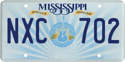 MS license plate NXC702
