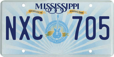 MS license plate NXC705