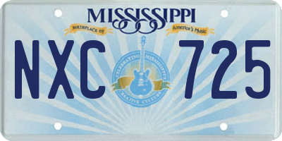 MS license plate NXC725