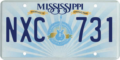 MS license plate NXC731