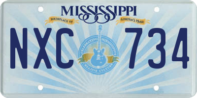MS license plate NXC734