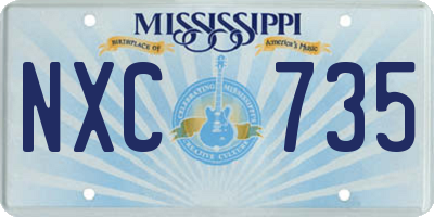 MS license plate NXC735