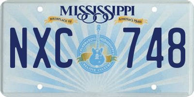MS license plate NXC748