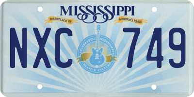 MS license plate NXC749