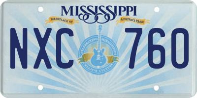 MS license plate NXC760