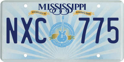 MS license plate NXC775