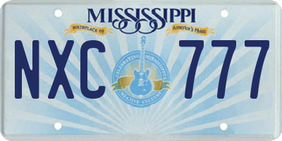 MS license plate NXC777
