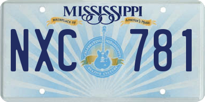 MS license plate NXC781