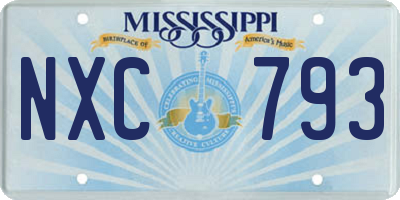 MS license plate NXC793