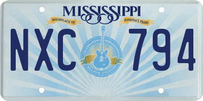 MS license plate NXC794