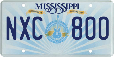 MS license plate NXC800