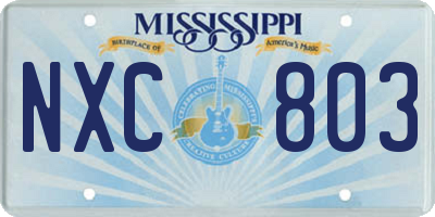 MS license plate NXC803