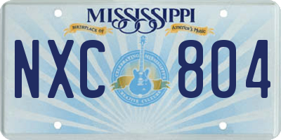 MS license plate NXC804
