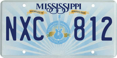 MS license plate NXC812