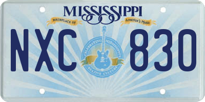 MS license plate NXC830