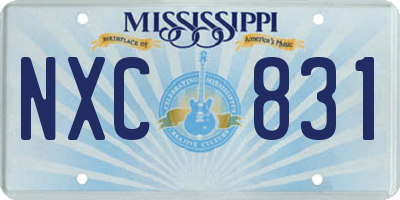 MS license plate NXC831
