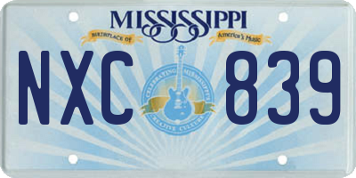 MS license plate NXC839