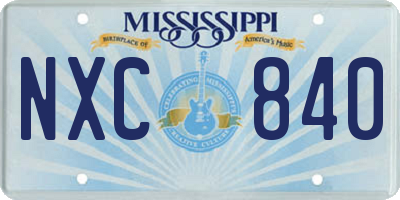 MS license plate NXC840