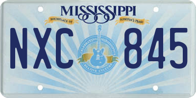 MS license plate NXC845