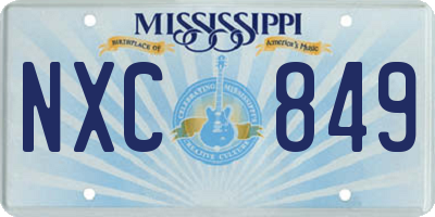 MS license plate NXC849