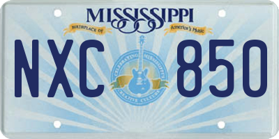 MS license plate NXC850
