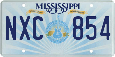 MS license plate NXC854