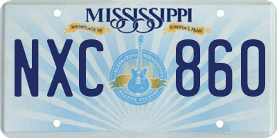MS license plate NXC860