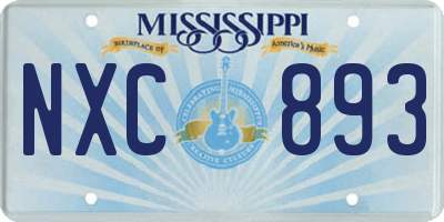 MS license plate NXC893