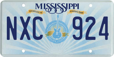 MS license plate NXC924
